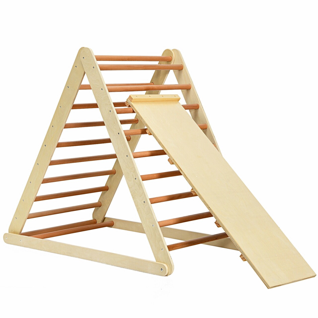 Foldable Wooden Triangle Climbing Ladder with 21 Strips Perfect for Indoor Play